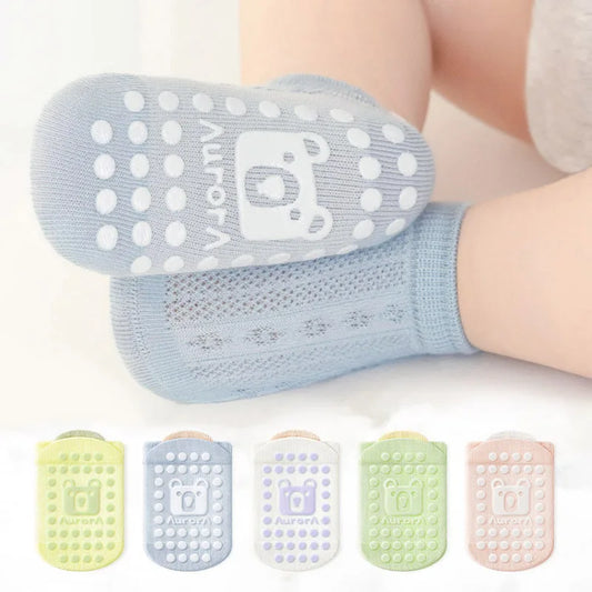 5 Pairs Kids Non-Slip Socks Cute Cartoon Bear Pattern Children (0-5Y)