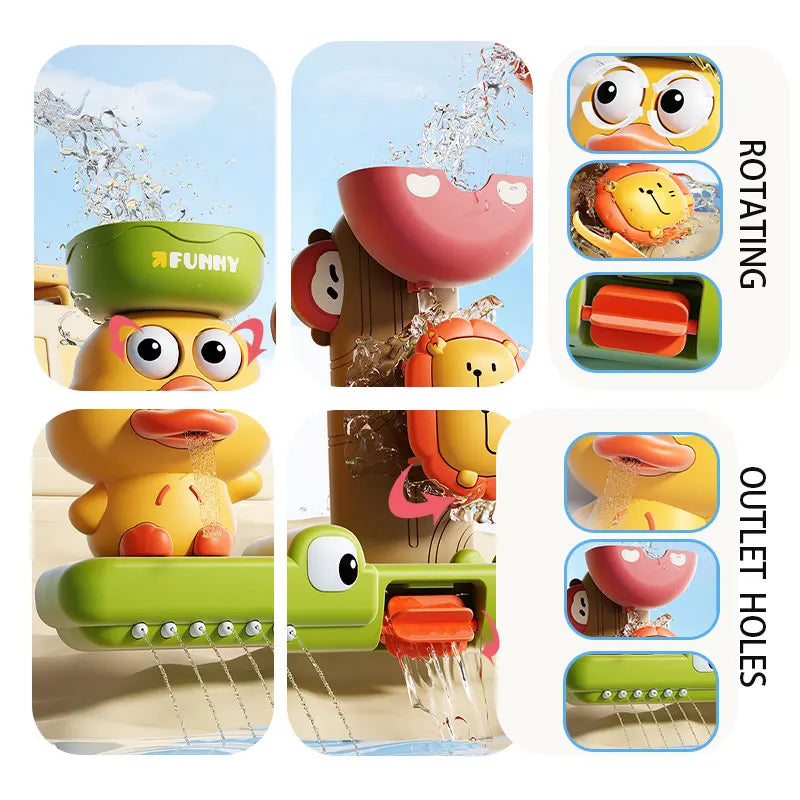 Duck/Flower Shape Baby Bath Toy Play Water in Lion Waterwheel Children