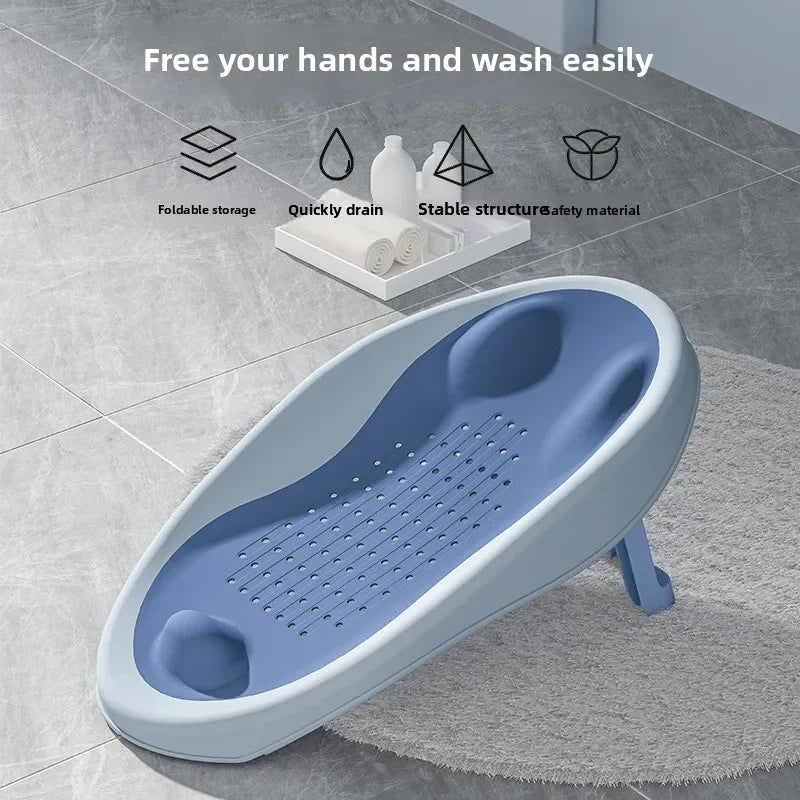 Foldable Baby Bath Seat - Non-Slip PP Shower Net Support, Ergonomic