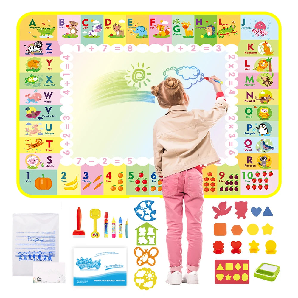 Magic Water Drawing Mat Coloring Doodle Mat with Magic Pens Montessori