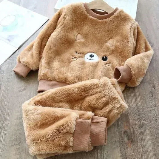 Children's Pajama Sets Bear Tops + Pants 2Pcs Kids Pajamas Winter Girl