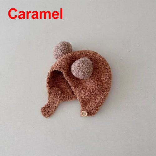 Cute Winter Warm Kids Girl Boys Baby Hats Fleece Wool Hemming Caps