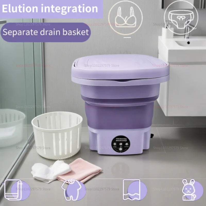 8L Portable Small Foldable Washing Machine with Spin Dryer