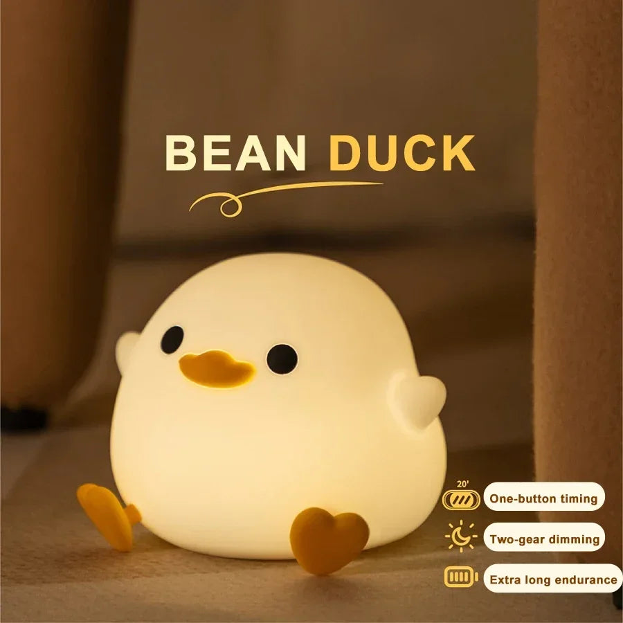 Cute Duck Led Night Light USB Rechargeable Silicone Lamp