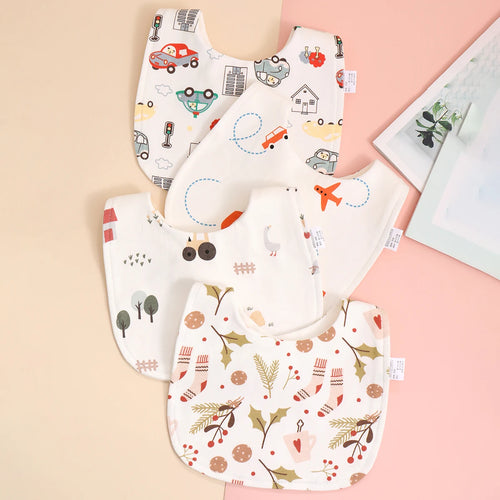 4pcs Cotton Soft Baby Adjustable Bibs