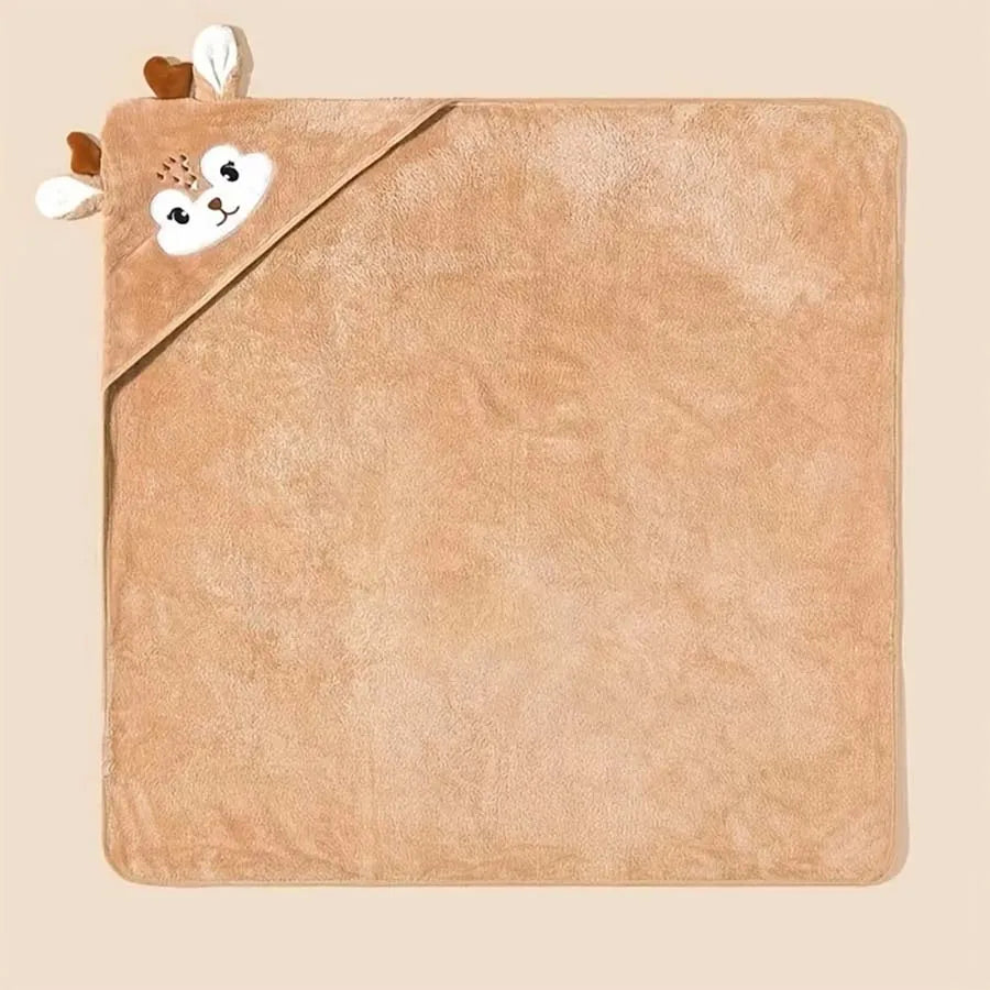 80*80cm Cartoon Baby Bath Towel Body Hooded Polyester Fiber Baby