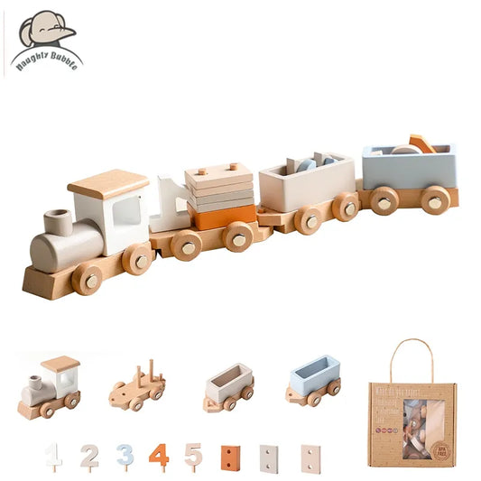 Wooden Train Montessori Baby Educational Toy