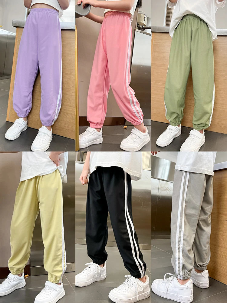 1/3 Pieces Children's Summer Solid Color Girls Basic Sports Pants