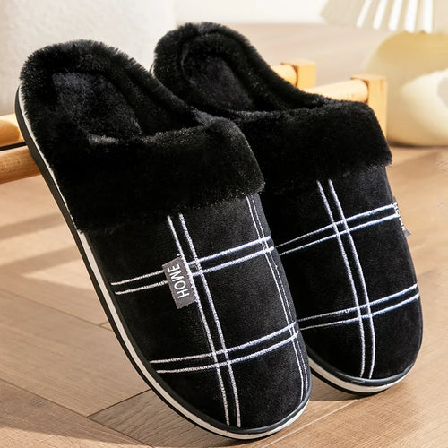 Plaid House Slippers for Men Memory Foam