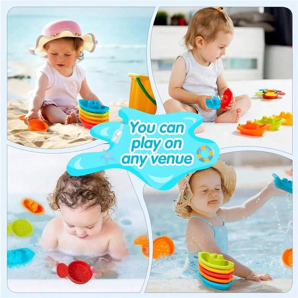 Baby Bath Toys, Stacking Boat & Spoons Toys, Early Education