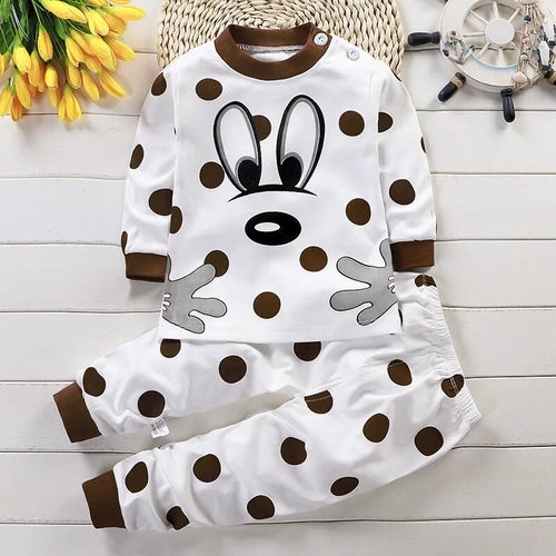 Children Sets 100% Cotton Kids Pajamas Girls Shirt Suit