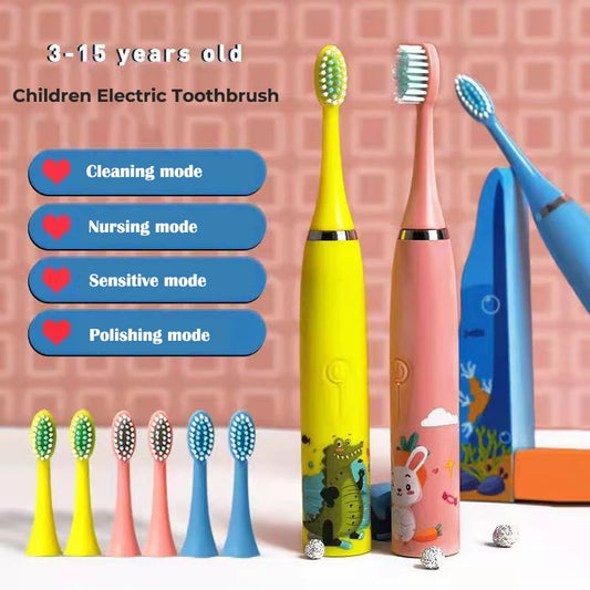 Children's Cartoon Electric Toothbrush with 5 Replacement Heads