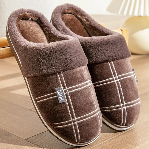 Plaid House Slippers for Men Memory Foam