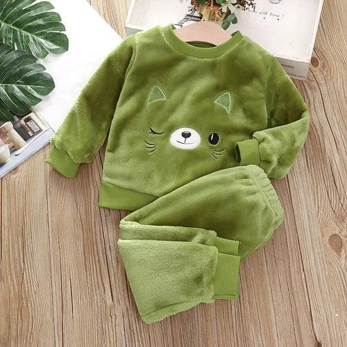 Children's Pajama Sets Bear Tops + Pants 2Pcs Kids Pajamas Winter Boy