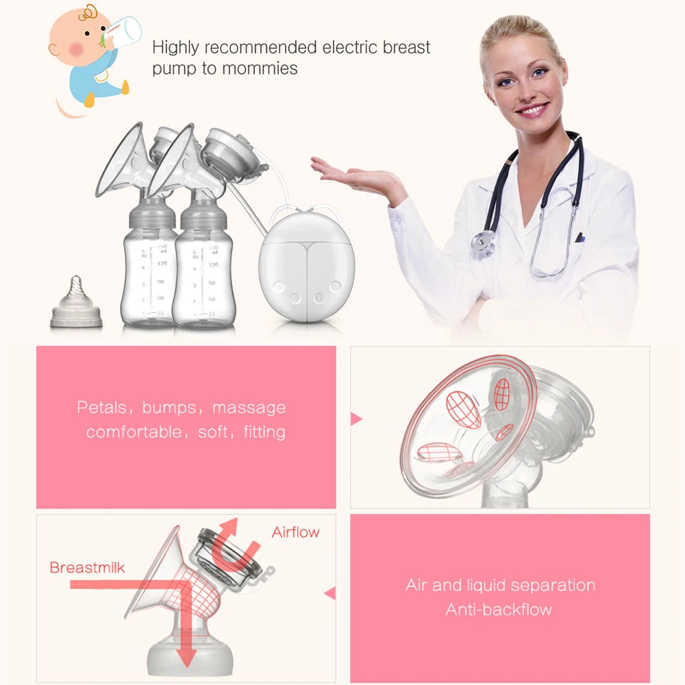 Double Electric Breast Pumps Powerful Nipple Suction USB