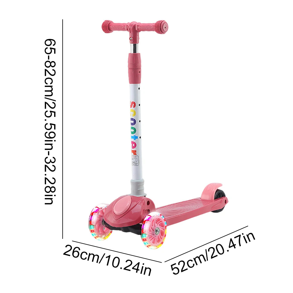 Kids Push Scooter Light-Up Wheels Adjustable Height