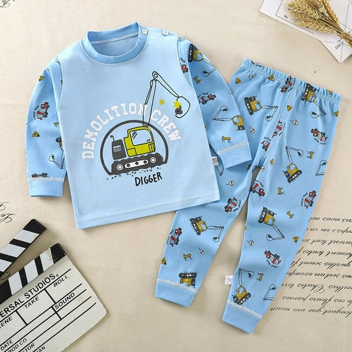 Children Sets 100% Cotton Kids Pajamas Boys Shirt Suit