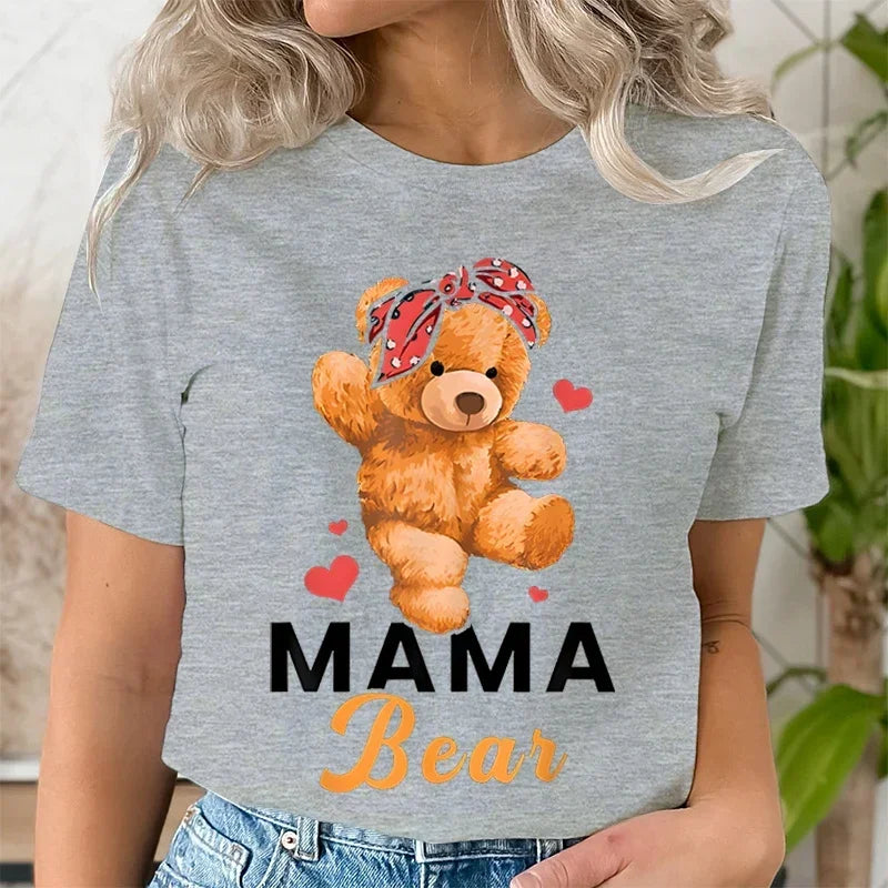 Teddy Mama Bear Graphic T Shirts Women