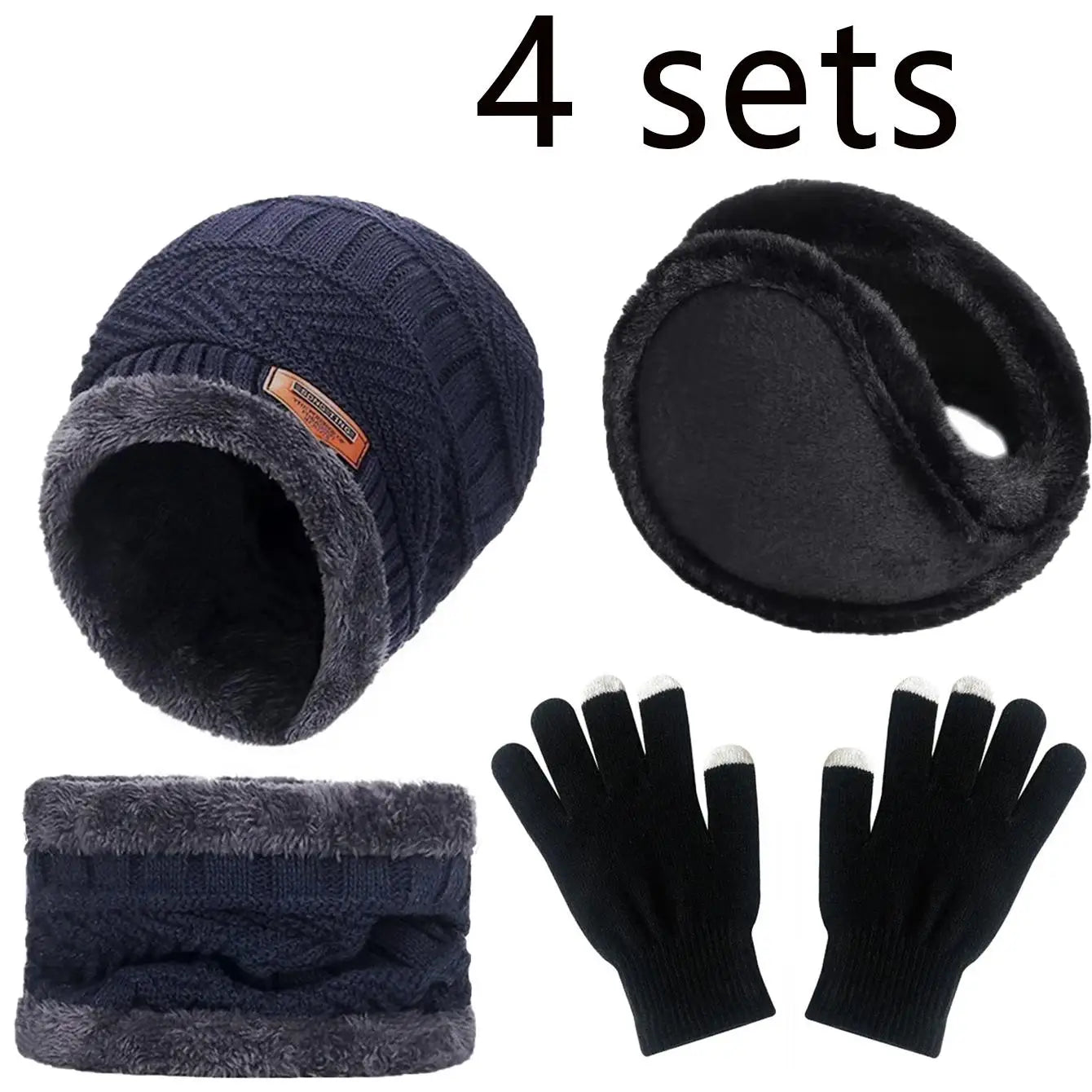 2Pcs 4Set Winter Warm Hat Scarf Gloves Set (3+Years)