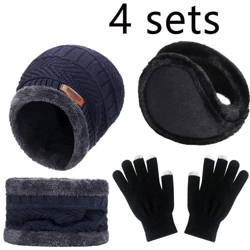 2Pcs 4Set Winter Warm Hat Scarf Gloves Set (3+Years)