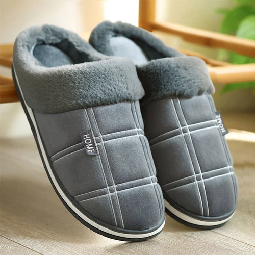 Plaid House Slippers for Men Memory Foam