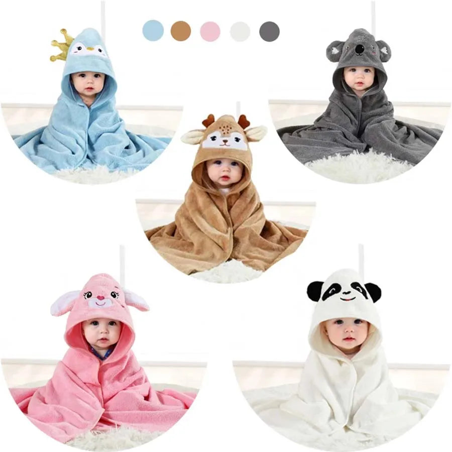80*80cm Cartoon Baby Bath Towel Body Hooded Polyester Fiber Baby