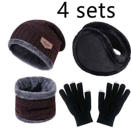 2Pcs 4Set Winter Warm Hat Scarf Gloves Set (3+Years)