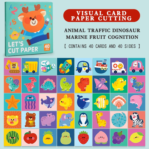 Children Craft Toys Cartoon Animal Origami Paper Cutting Book Kids