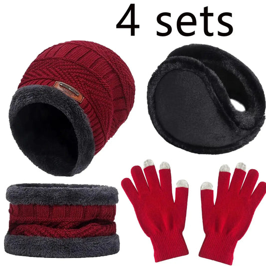 2Pcs 4Set Winter Warm Hat Scarf Gloves Set (3+Years)
