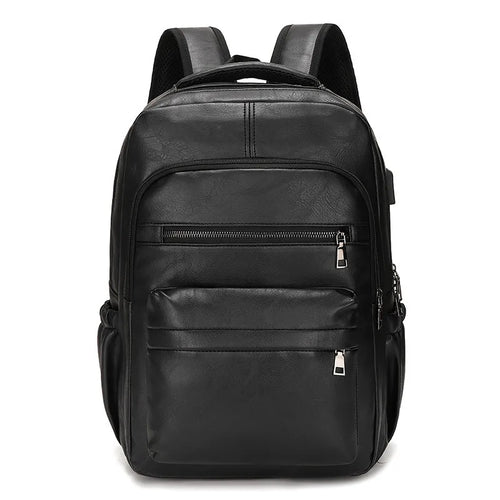 High Quality USB Charging PU Leather Backpack