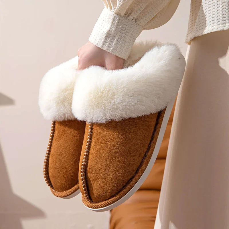 Flat Faux Fur Suede Fluffy Furry Home Slippers