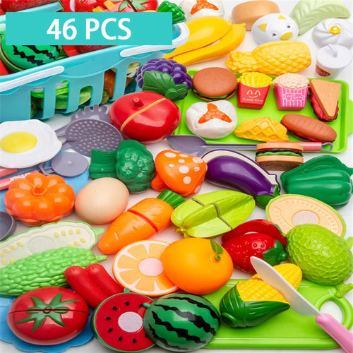 Cutting Play Food Toy for Kids Kitchen Pretend Fruit & Vegetable