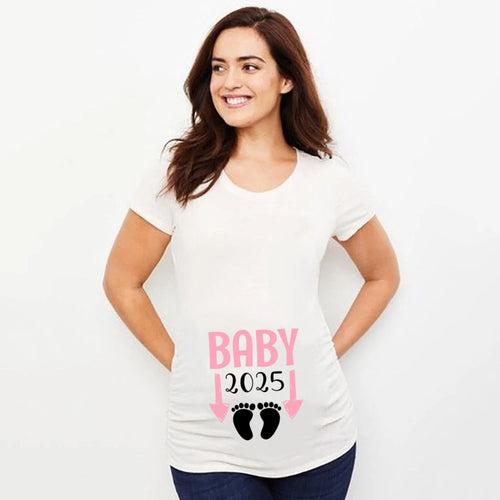 Baby Loading 2025 Print Pregnant T Shirt Maternity Short Sleeve
