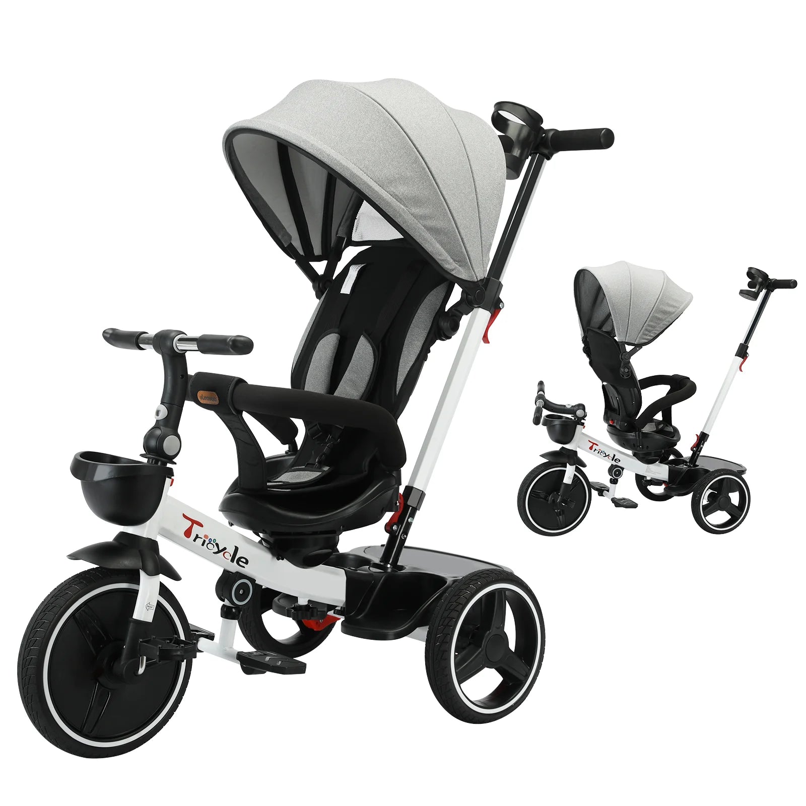 Baby Stroller Tricycle Ride Bike , 5-In-1, Adjustable Canopy, Sitting & Lying,Celerity Disassembly & Assembly,1-5 Years