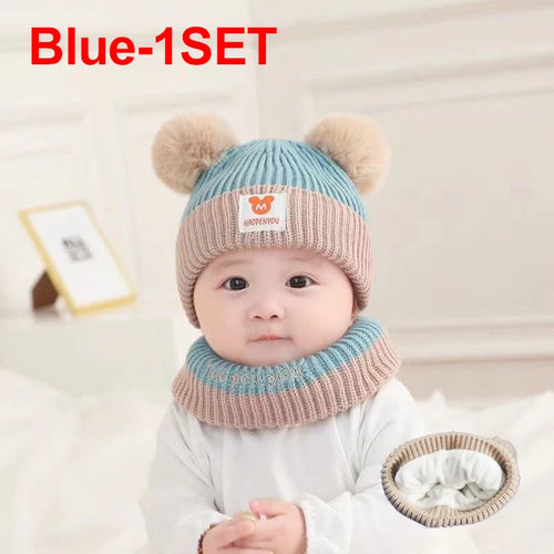 Cute Winter Warm Kids Girl Boys Baby Hats Fleece Wool Hemming Caps