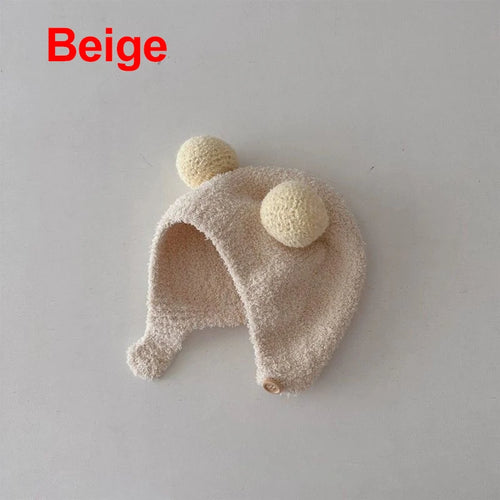 Cute Winter Warm Kids Girl Boys Baby Hats Fleece Wool Hemming Caps