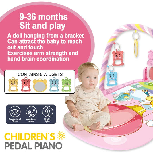 Baby Fitness Stand Music Play Gym Activity Toys Newborn Piano Crawling