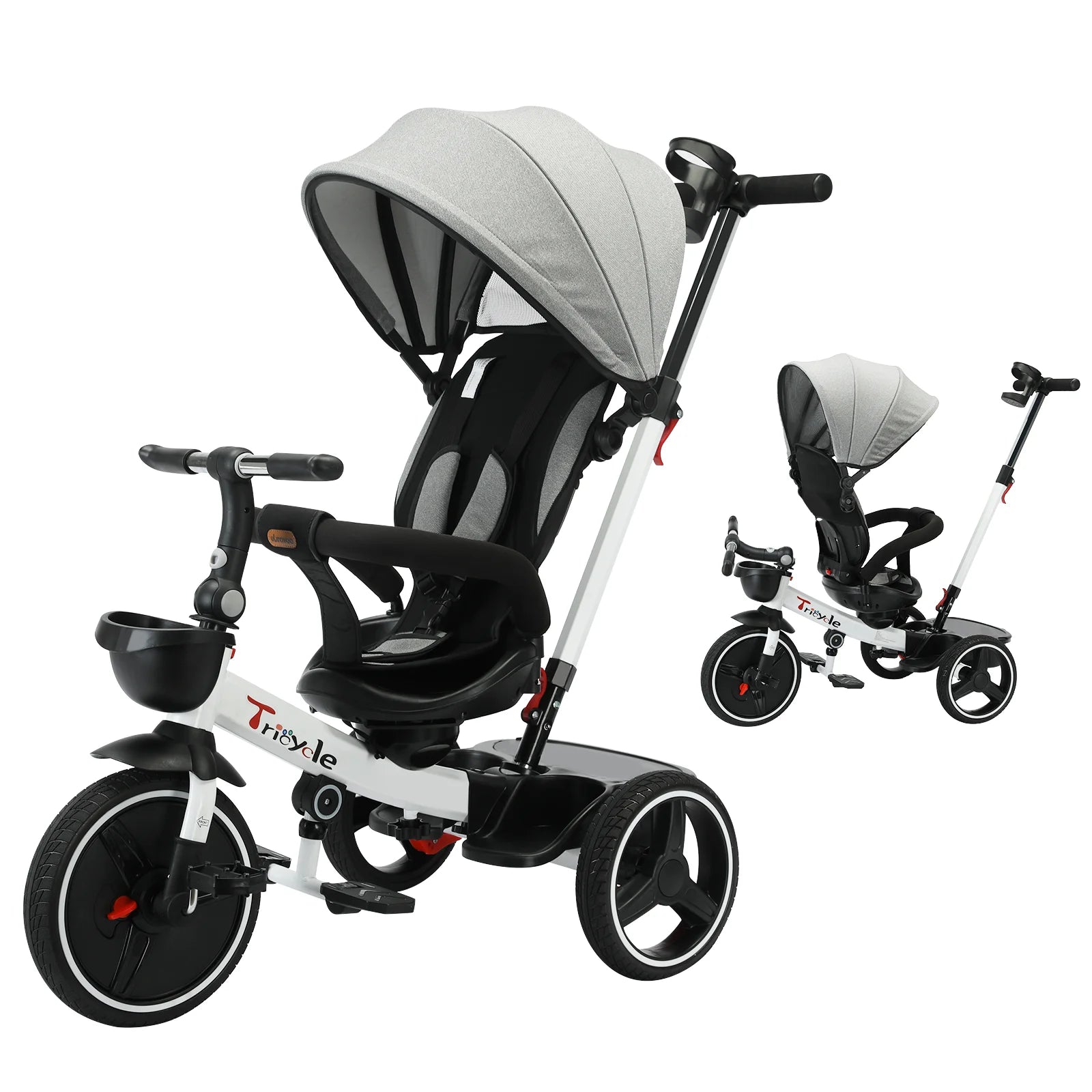 Baby Stroller Tricycle Ride Bike , 5-In-1, Adjustable Canopy, Sitting & Lying,Celerity Disassembly & Assembly,1-5 Years