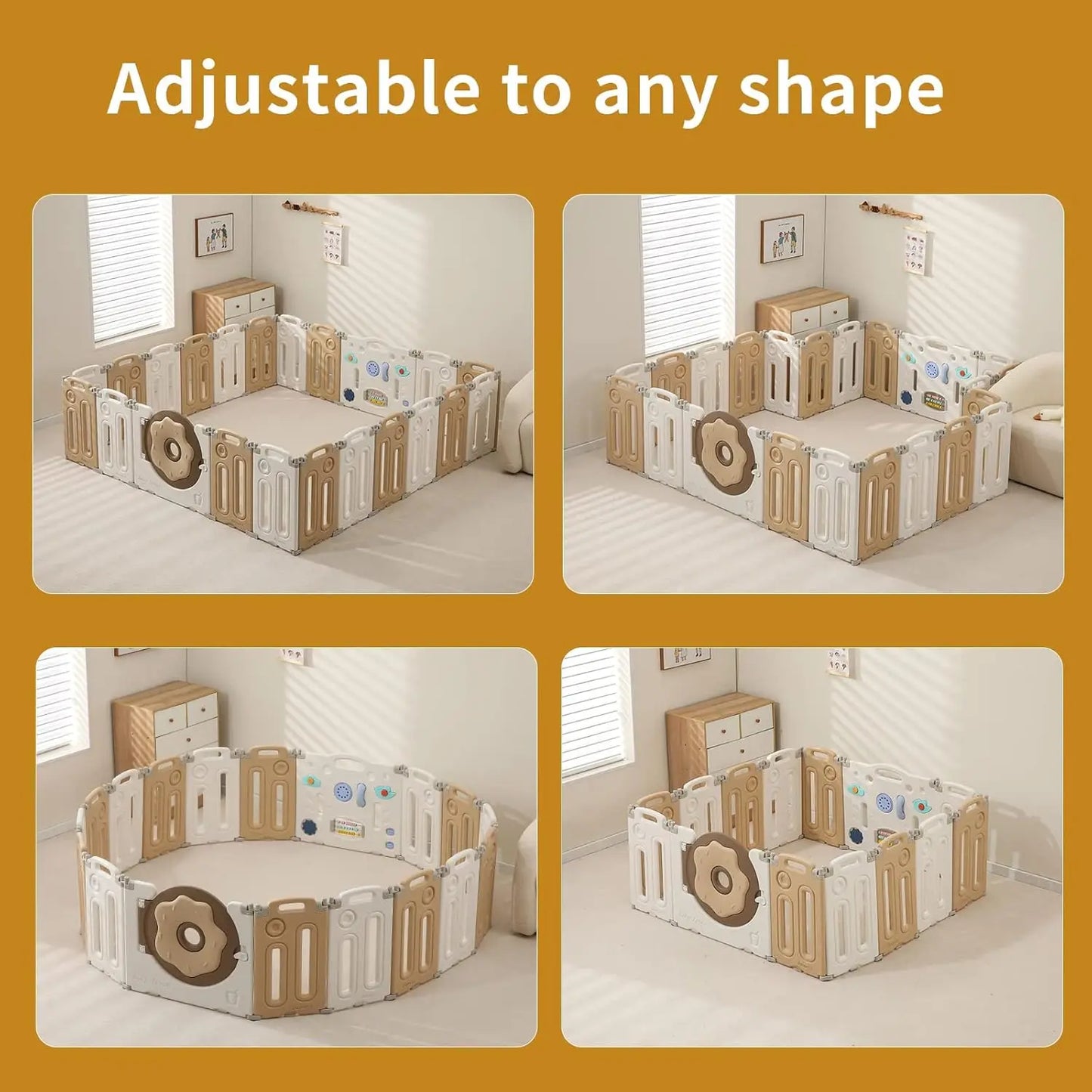 Foldable Playpen for Babies and Toddlers, Portable Kids Play Yards with Safety Gate, 14/18/22 Panels