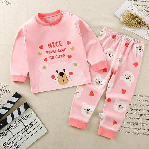 Children Sets 100% Cotton Kids Pajamas Girls Shirt Suit
