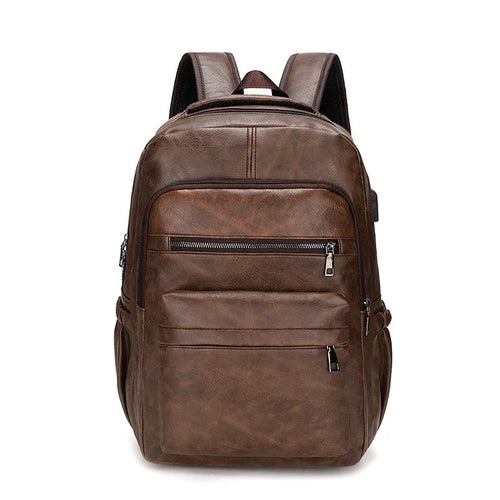 High Quality USB Charging PU Leather Backpack