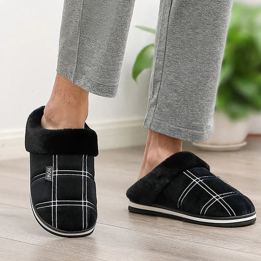 Plaid House Slippers for Men Memory Foam