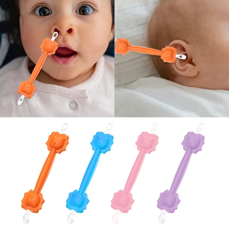 Baby Cleaner Spoon Double-Headed Soft Wax Curette Picker Nose Cleaner Silicone Ear Wax Pickers Clean Tweezers