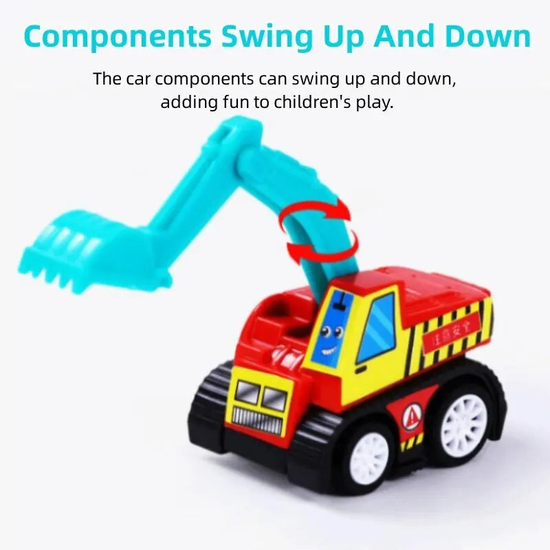 6Pcs Mini Inertial Pull Back Engineering Car Set Child Kids Cartoon