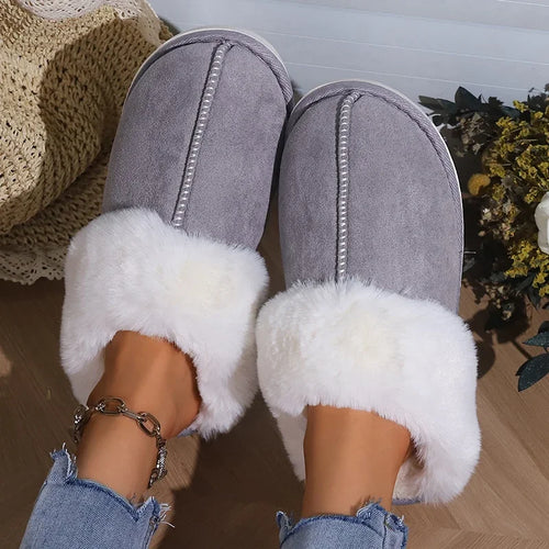 Flat Faux Fur Suede Fluffy Furry Home Slippers