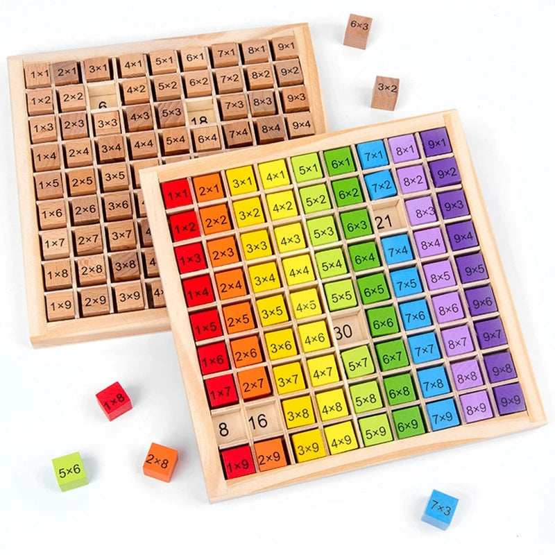 Wooden Multiplication Board Game, 81 Cubes Blocks Montessori 9*9 Times