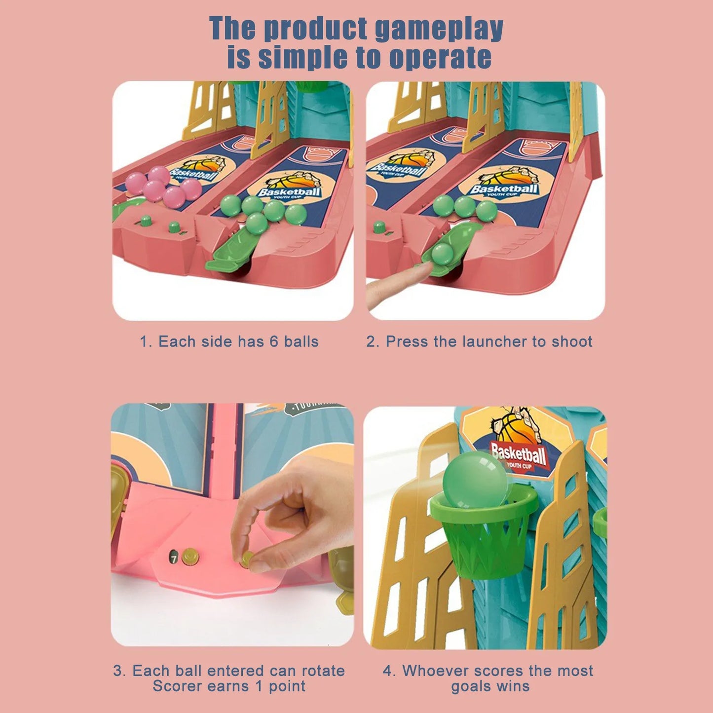 Finger Basketball Shooting Toy,Fingertip Basketball Double Shot