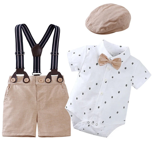4PCS Baby Boy Set Fashion Gentleman Suit Short Sleeve