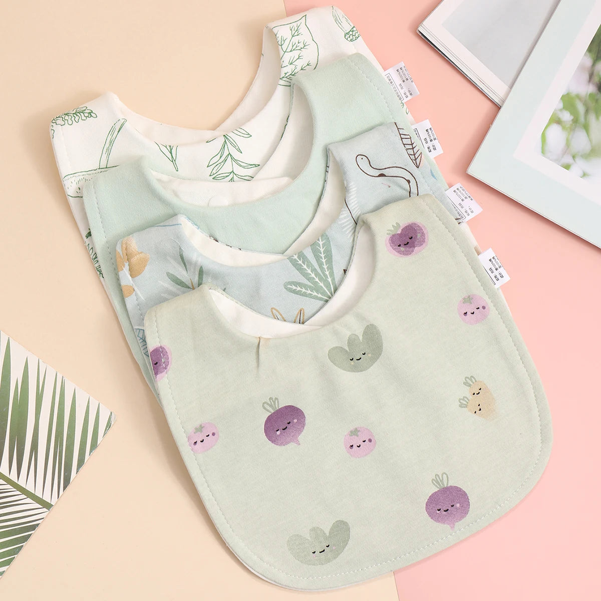 4pcs Cotton Soft Baby Adjustable Bibs