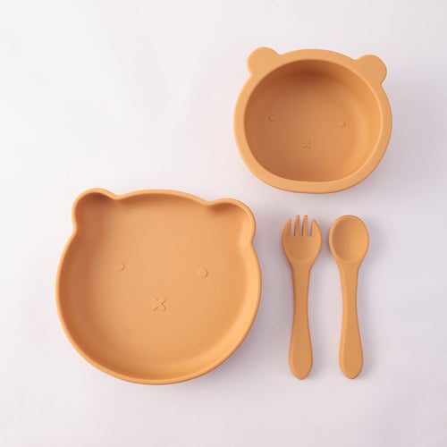 Kids 4PCS Color Silicone Feeding Tableware Set
